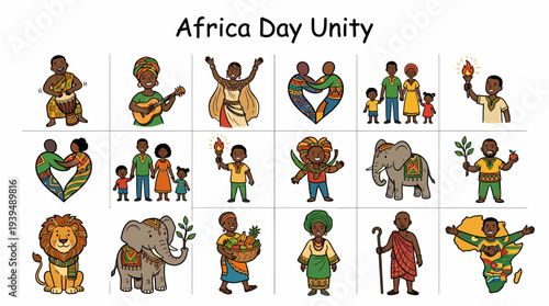 Africa Day Unity Collage: People, Culture, Wildlife, Map