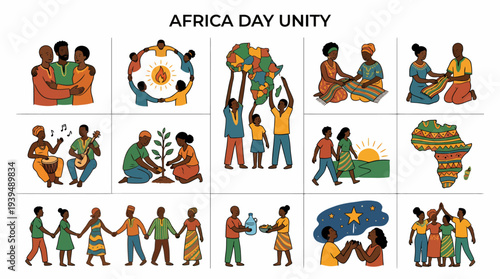 Africa Day Unity Diverse People Celebration Map Continent