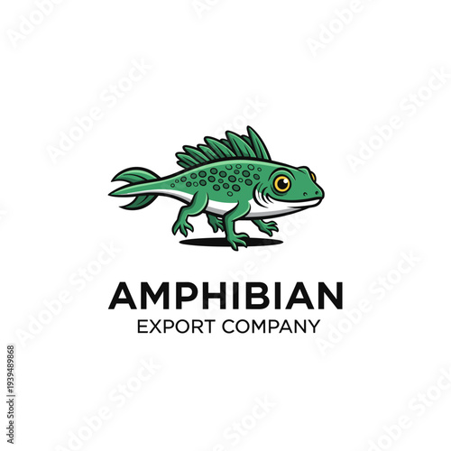 Cartoon green amphibian fish hybrid creature logo