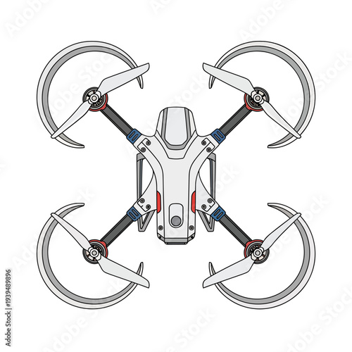 Quadcopter Drone with Four Rotating Blades.