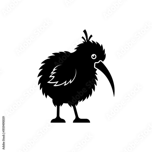 silhouette kiwi bird. Minimalist animal icon representing unique wildlife and nature