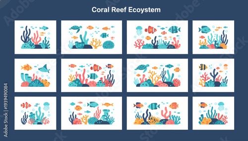 Coral Reef Ecosystem Flat Design