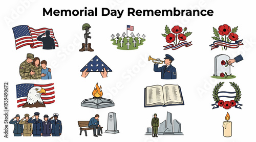 Memorial Day Remembrance Icons