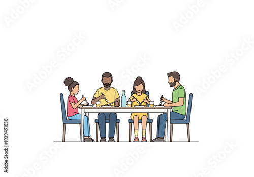 Family enjoying meal together around a table in a casual setting illustrating togetherness and bonding during dining experience