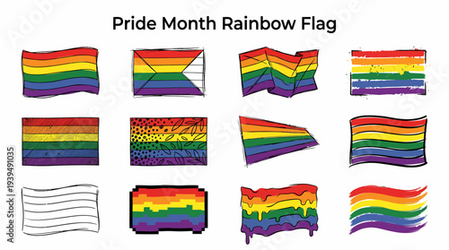 Pride Month Rainbow Flag Collection - Diverse Designs