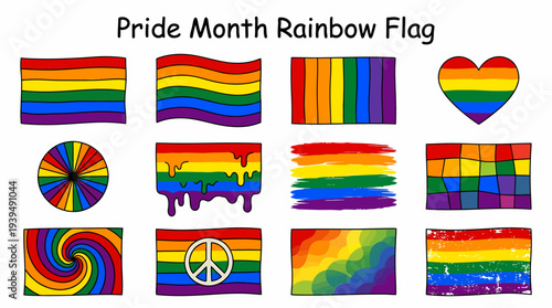 Pride Month Rainbow Flag Collection - Diverse Designs