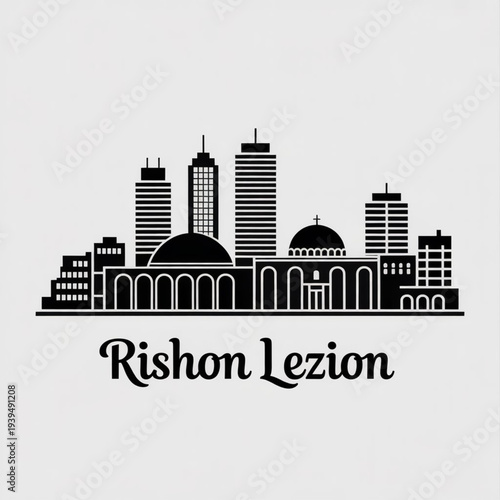 Rishon LeZiyyon Skyline Silhouette — Historic Israeli Coastal City Vector Illustration