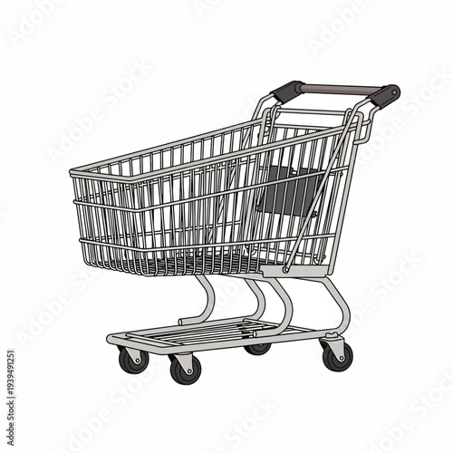 Empty Shopping Cart with Metal Frame.