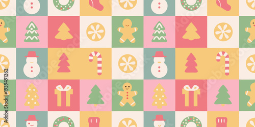 Festive christmas pattern with holiday icons and a warm color scheme