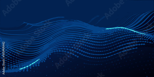 Abstract illustration of waves and water featuring a blue gradient