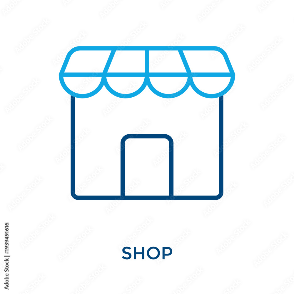 Fototapeta premium Shop Icon Outline Color Style. Vector Illustration For Graphic Design