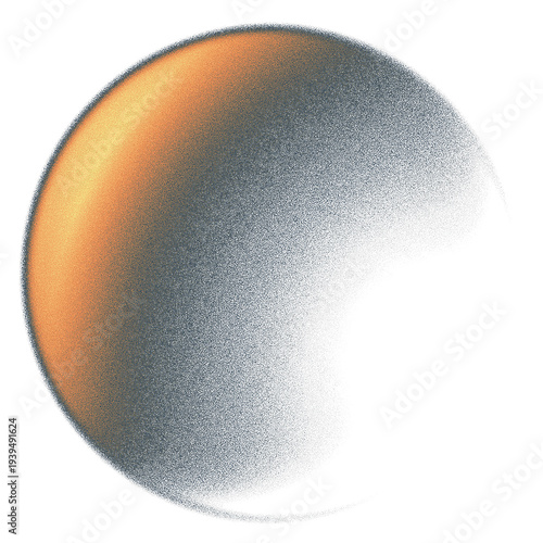abstract grainy orange and grey gradient sphere with noise texture