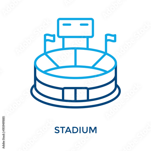Stadium Icon Outline Color Style. Vector Illustration For Graphic Design