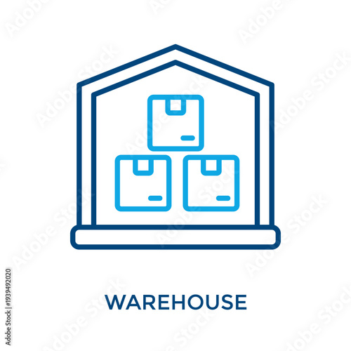 Warehouse Icon Outline Color Style. Vector Illustration For Graphic Design