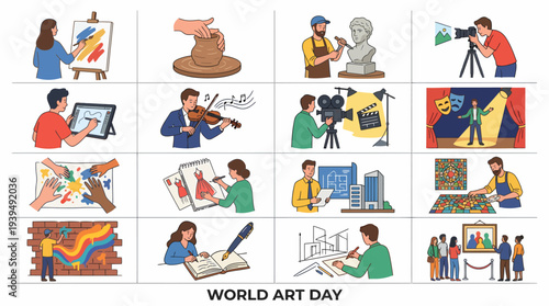 World Art Day: Diverse Creative Activities Collage