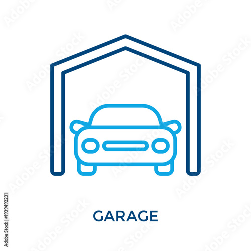 Garage Icon Outline Color Style. Vector Illustration For Graphic Design