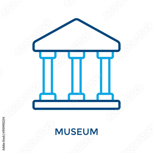 Museum Icon Outline Color Style. Vector Illustration For Graphic Design