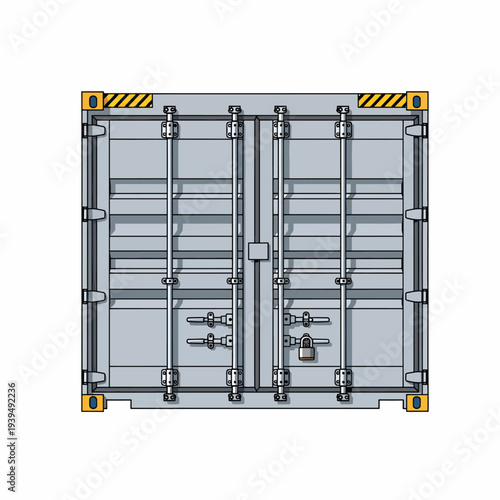 Shipping Container with Closed Metal Doors.