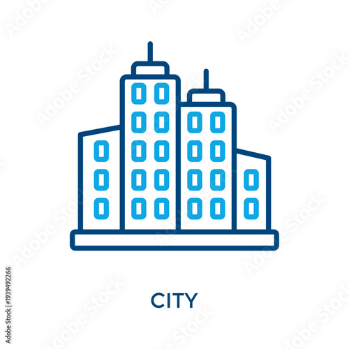 City Icon Outline Color Style. Vector Illustration For Graphic Design