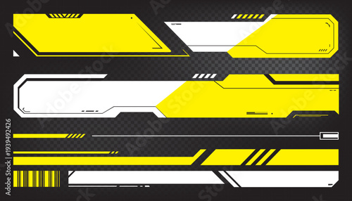 Modern yellow and white futuristic UI elements collection