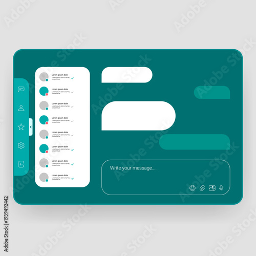 Desktop Chat Application User Interface With Empty Message Bubbles