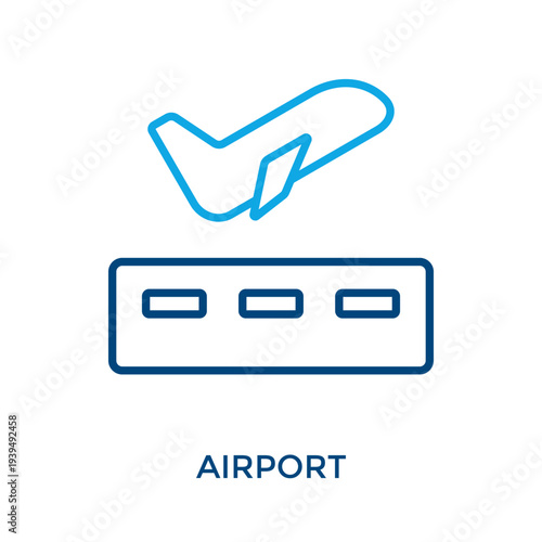 Airport Icon Outline Color Style. Vector Illustration For Graphic Design