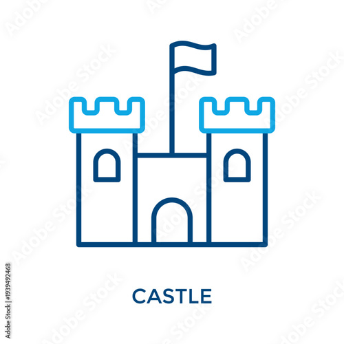 Castle Icon Outline Color Style. Vector Illustration For Graphic Design