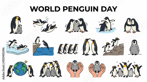 World Penguin Day - Cute Penguin Illustrations Collection