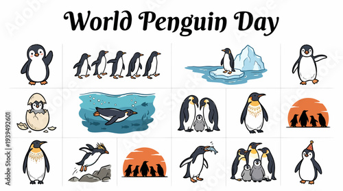 World Penguin Day Celebration - Cute Penguin Illustrations Collection