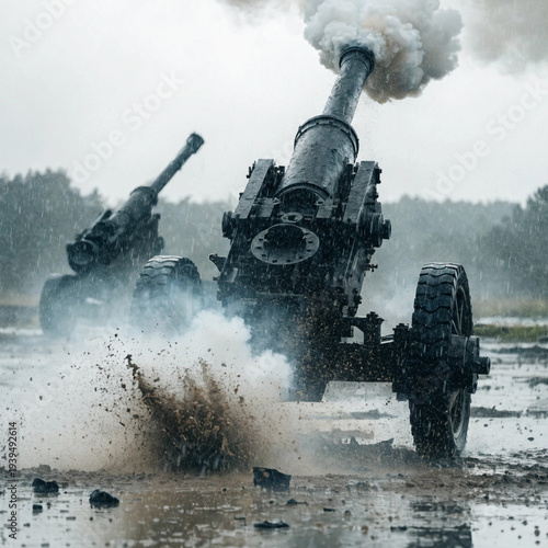 military artillery fire in the park