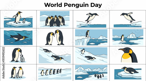 World Penguin Day Collection - Cute Penguin Illustrations