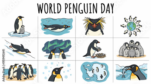 World Penguin Day Collage: Diverse Penguin Scenes