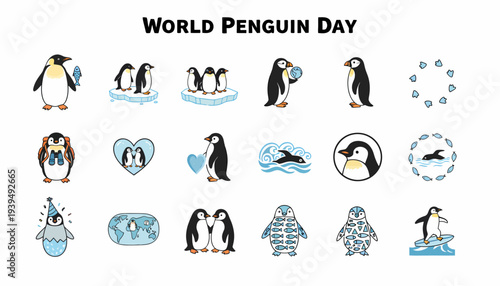 World Penguin Day Collection: Cute Penguin Illustrations