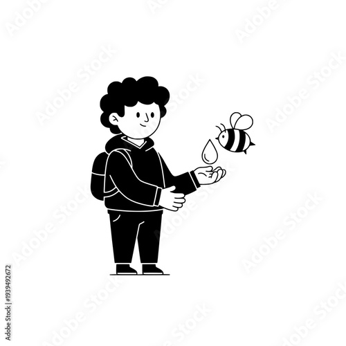 Minimalist beekeeper illustration or Simple beekeeping icon