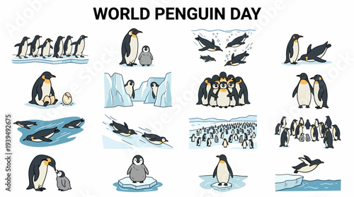 World Penguin Day Collection: Cute Penguin Illustrations