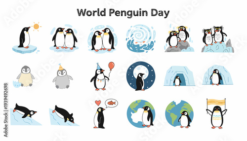 World Penguin Day Collection: Cute Penguin Illustrations