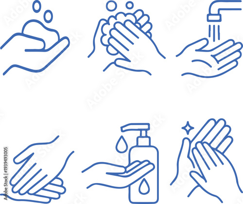 Set of hand wash icons transparntt
