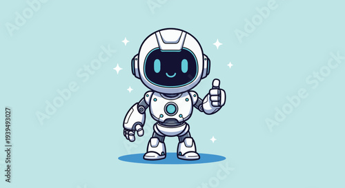 Cute Robot Giving Thumbs Up Illustration.