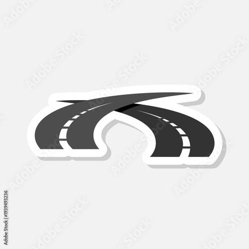 Curving Tarred Road Or Highway icon sticker isolated on gray background