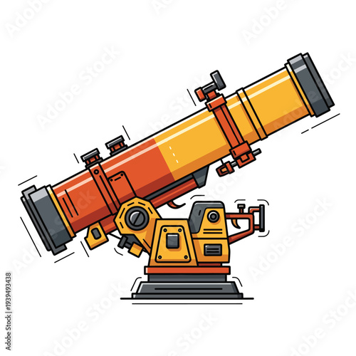 Telescope on a stand with adjustments.