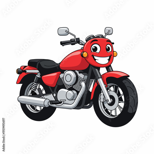 Red Motorcycle with Cartoonish Facial Features.