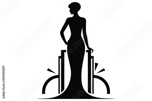 Elegant woman in long dress vector icon, sophisticated lady, fashion and beauty, glamour and style, red carpet event