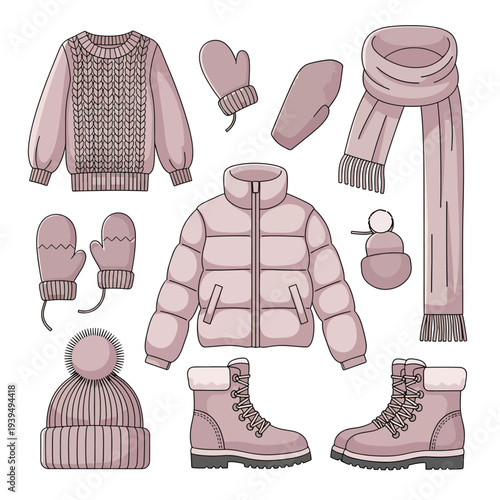 Winter Clothing Accessories Pink Fashion Items.