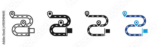 Roadmap icon set multiple style collection