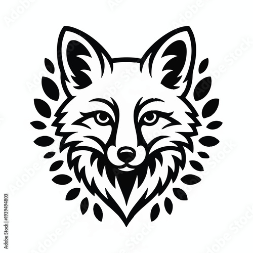 Wolf Head Laurel Logo Vector – Fierce Wild Animal Emblem Mascot Tribal Forest Predator Symbol (EPS)Adobe Illustrator Artwork