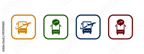 airport bus icon vector illustration. bus airport icon in different color design.