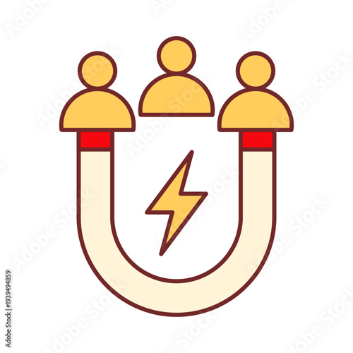 Customer Acquisition Marketing Strategy Icon with Magnet Audience Attraction