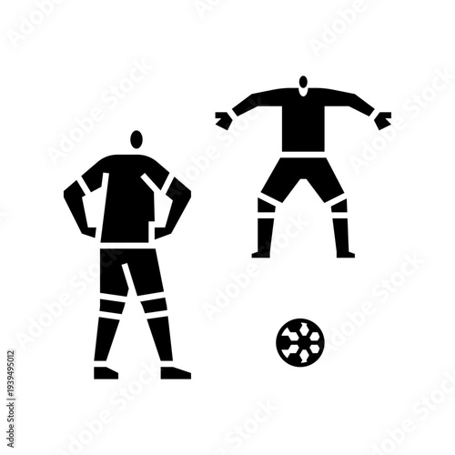 Penalty Kick glyph icon. People play football illustration.