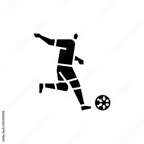 Shoot glyph icon. People play football illustration.