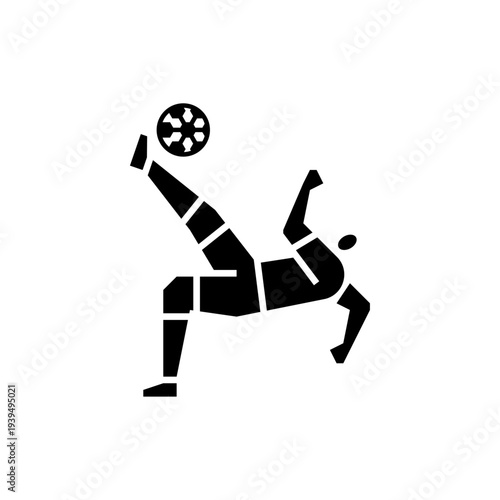 Bicycle Kick glyph icon. People play football illustration.